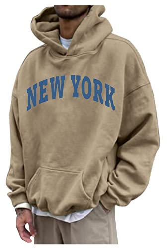 Hoodie Y2k Oversize Hoodie Herren New York Druck Lustige 2023 Pullover Loose Fit Y2K Hoodie Baggy Herbst Kapuzenpullover Hip Pop Streetwear Hoodie Sweatshirt Herren Mit Kapuze mit Taschen
