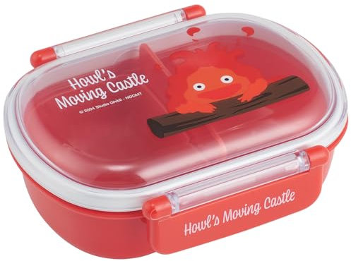 Skater Howl's Moving Castle Bento Lunch Box (15oz) - Cute Lunch Carrier with Secure 2-Point Locking Lid - Authentic Japanese Design - Durable, Microwav - Calcifer, SK-GHB-63969