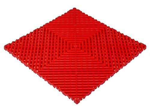 Floor Brothers Piastrelle a scatto per officina, garage, fiere e sala showroom, 39,5 x 39,5 cm (rosso)