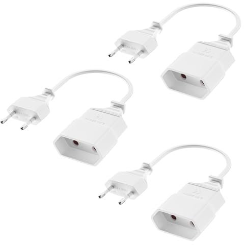 Euro Verlängerung, 0.2M Netzkabel Verlängerungskabel Stromkabel Verlängerung, 3Pack EU Verlängerungsstecker Verlängerungskabel,für Typ-C-Eurostecker auf Typ-C Eurobuchse