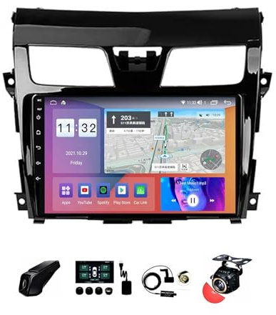 BOJONTN 10 inch Android 12 Double Din Touchscreen Car Radio,for Nissan Teana J33 2013-2015,with Carplay AHD Backup Camera GPS Navigation Steering Wheel Controls Bluetooth (Size : M5 8+128G)