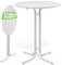 Casaria® Stehtisch Klappbar Outdoor Gastro Bistrotisch 2X Haken Ø 80 cm Rund Witterungsbeständig Weiß Bartisch pulverbeschichtet Metall MDF