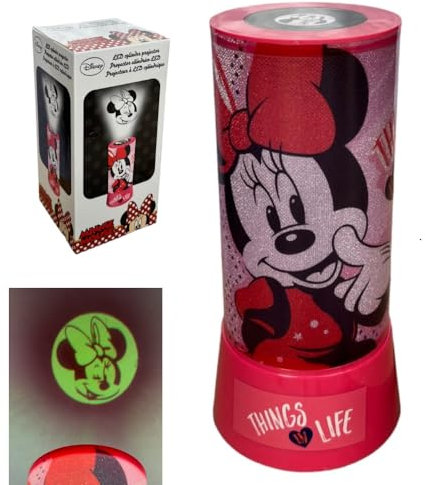 Lampe avec projecteur Minnie Disney veilleuse 2 en 1 avec lumières LED colorées fonctionne à piles