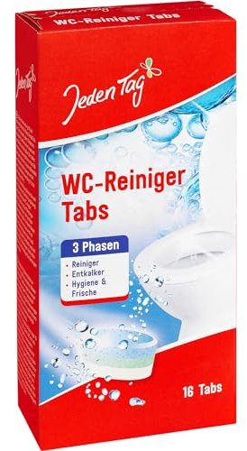 Jeden Tag WC-Reiniger Tabs 16 Tabs 320g | Effektive 3-Phasen Formel für gründliche Reinigung, Entkalkung und Hygiene & Frische (1er Pack)