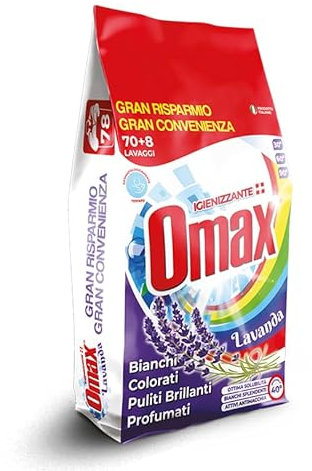 DETERSIVO LAVATRICE IN POLVERE IGIENIZZANTE 78 LAVAGGI OMAX LAVANDA - FORMATO CONVENIENZA