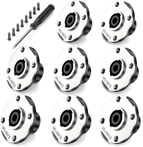 Jumwa 8Pack 4 Pole Speakon Panel Twist Lock Lautsprecher Buchse Metall Rund Panel Jack Montage Kompatibel mit Neutrik Speakon NL4MP, NL4MPR, NL4FC, NL4FX, NLT4X, NL4 Serie, NL2FC, Type8