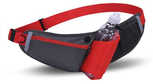 RAKSONIC Bouteille d'eau de course améliorée pour homme et femme, ceinture utilitaire imperméable avec porte-bouteille d'eau, pochette de ceinture d'hydratation avec réfléchissant pour la course, la