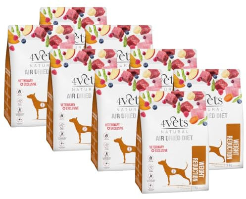 Westho Petfood | 4Vets Weight Reduction Premium 8 x 1 kg Trockenfutter für Hunde | Getreidefrei & geringer Fettgehalt | Zur Gewichtsreduzierung | Hundefutter von Tierärzten