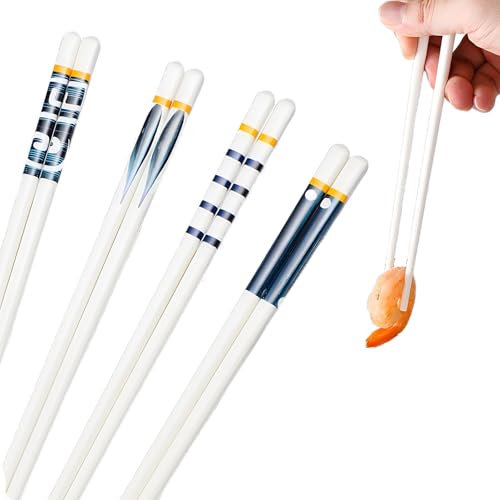 JYJLLM 4 Pairs of Ink Style Porcelain Chopsticks, Made of Ceramic, Sturdy and Durable, with a Classic Style, Suitable for use by Adults and Children.Chopsticks Reusable,Kids Chopsticks,chop Sticks