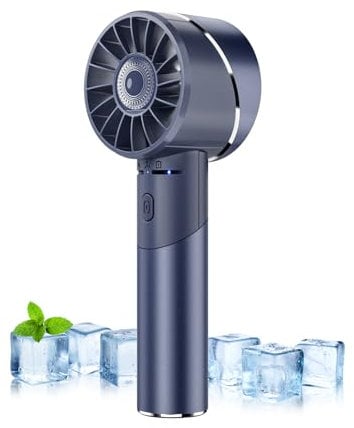 Wastou Handheld Fan, Mini Alloy Metal Personal Fan, USB Rechargeable High-Speed 16H Lasting Battery 4 Adjustable Speeds Portable Turbo Fan, Small Pocket Hand Fan for Travel, Summer Gift (Blue)