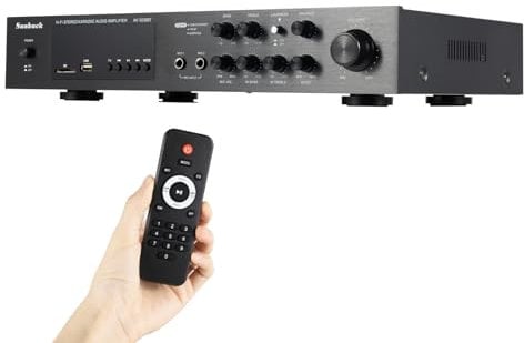 HiFi Verstärker 5 Kanal Digitale Endverstärker Soundverstärker w/UKW-Radio Bluetooth 5.0 & Fernsteuerung SD/USB-Karteneingang für Zuhause oder Auto