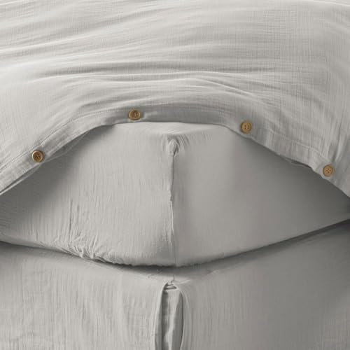 Drap Housse 160x200 cm en Gaze de Coton Nuage