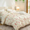 Freyamy Blumen Bettwäsche 135x200cm 4teilig Beige Rosa Floral Blätter Pflanzen Wendbar Bettwaren-Sets 100% Microfaser Mädchen Bettbezug 2 Bettdeckenbezüge mit Reißverschluss und 2 Kissenbezug 80x80cm