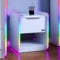 X-Rocker Electra Gaming Bedside Table Unit with Built-in Wireless Charging and Ambient Neo Motion Sync RGB Lighting, Gaming Bedroom Furniture Side Cabinet End Table with Drawer & Storage Shelf - WHITE