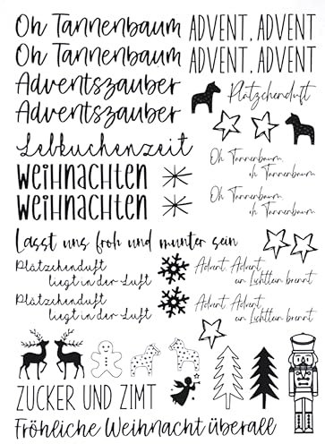 Fräulein Lotti | Wasserschiebefolie fuer Kerzen - Thema: Weihnachten 2 | Tattoofolie | schwarz DIN A5