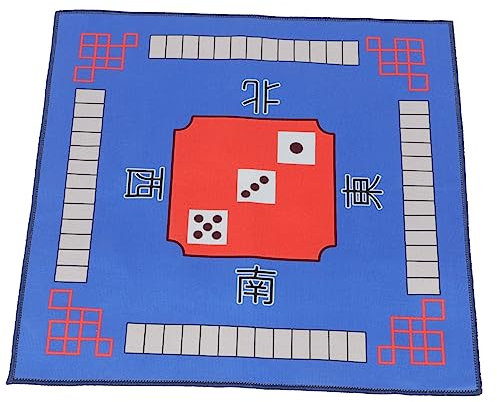 KOMBIUDA Polyester Mahjong Anti Rutsch Unterseite rutschfest Tischmatte und Blau Weich mit Klassischem Druckmuster für Universelle Poker und Dominospiele