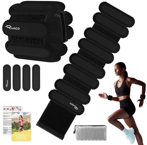 RYACO Handgelenkgewichte Knöchelgewichte, 2er Set (2x0,5KG, je 0,5KG), Verstellbare Gewichtsmanschetten Gewichte, für Handgelenk, Beine und Arme, für Übung Gehen Joggen Yoga Pilates Aerobic, Schwarz