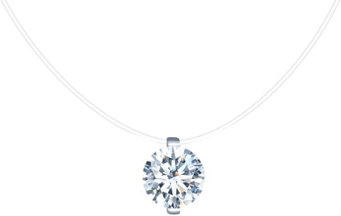 INFINIONLY Damen Solitär Diamant Ketten Halsreife Funkelnde 2 Karat Moissanit Halskette Anhänger Choker mit Transparente Nylon kette D Farbe VVS1 Perfekt Geschliffene 8mm Diamant GRA Zertifikat