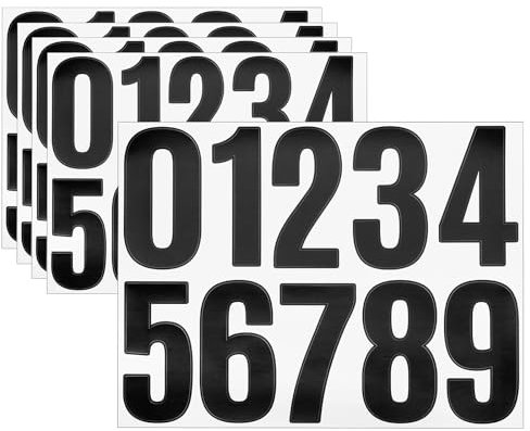 sourcing map 5 Sheets Vinyl House Numbers, 4 Inch Waterproof Self-Adhesive Number Stickers for Mailbox, Sign, Window, Door, Address Number, Black