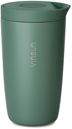 VINSUN Mug Isotherme pour Café à Emporter 350ml - Anti-Fuite, Double Paroi, Acier Inoxydable, Boissons Chaudes Froides - Tasse Isotherme avec Fermeture Quick Press