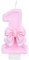 1st Birthday Candle Number 1 Candle Birthday Girl 1 Candle Pink Bow Princess Cake Topper for Baby Girl First Birthday Decorations Anniversary