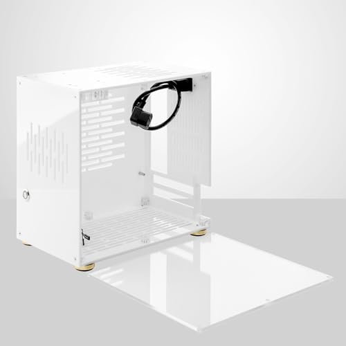 Kleine Computerhülle Plexiglass Shell Compact PC Case Desktop PC-Hülle ITX Motherboard 210mm Grafikkarte SFX Netzteil 360 ° Allround Wärme-Dissipationspc-Chassis (Weiß)