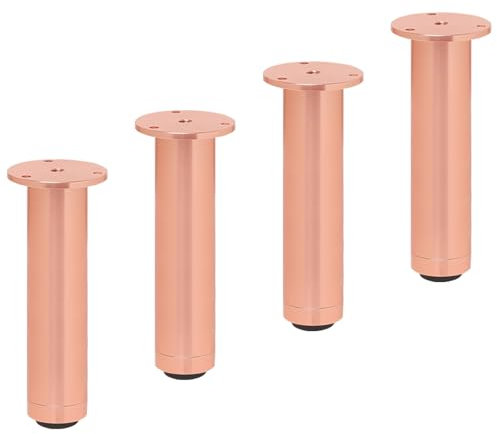 Tischfüße Verstellbar, 4 Stück Tischfüsse Roségold Tischbeine Rund Möbelfüsse Aluminiumlegierung | Galvanik Oberfläche Möbelfüße Optionale Höhe: 8-30cm Couchtischfüße Schreibtischbeine 18cm/7