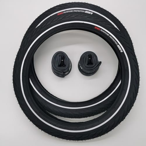 2X SRI-114 Reifen DSI 16 Zoll 16x1.75 | ETRTO 47-305 | 1mm Pannenschutz & Reflexstreifen + Schläuche AV gerades Autoventil Decke Mantel Fahrrad Anhänger Fahrradreifen