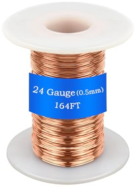 99.9% Dead Soft Bare Copper Wire, 164ft / 39m 24 Gauge(0.5mm), Suitable for Jewelry Making, Beading, Plants, Electric Cultivation, Bonsai, DIY Crafts, Copper Wire for Gardening
