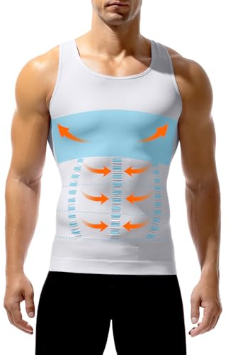 Arjen Kroos Men's Compression Vest Slimming Body Shaper Muscle Undershirts | Tummy Control Shapewear,Support Tank Top,4-Way Stretch,Breathable,Moisture-Wicking,Daily/Gym/Business Wear