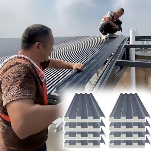Elitix 4 5 6 Ft Roofing Panel Cladding 4 8 Pack, Corrugated Awning Roof Panels for Balcony Cover, Outdoor Patio Swing Canopy Replacement Top Tiles Board(Gray,8 PCS_L 1.83M/72IN/6FT)
