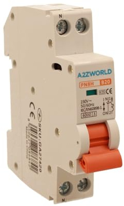 Leitungsschutzschalter Kurve B 20A B20, 1P+N 6kA, 1 Modul DIN 220V AC, zertifiziert IEC60898-1, Serie PN8H