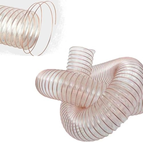 IMUNKT PU-Flexschlauch 10m Absaugschlauch Transparent Absauganlage Spiralschlauch, Superleicht Vakuumschlauch, Förderschlauch Schwer Entflammbar, 20mm-600mm(10m/32.8ft,65mm(2 3/5))