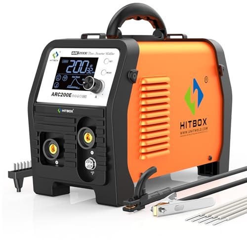 HITBOX Soldador Inverter 200A MMA LiftTIG IGBT 230V TFT‑LCD | Modelo ARC200E, compatible con hilo tubular MIG, control sinérgico, Hot Start, Anti‑Stick