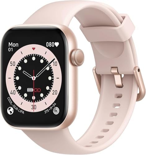 Smartwatch Damen Herren, 1,85 HD Touch Fitnessuhr mit Telefonfunktion, 140+Sportmodi Smart Watch Fitness Tracker mit Pulsmesser Schlafmonitor Schrittzähler, IP68 Wasserdicht Sportuhr für iOS Pink