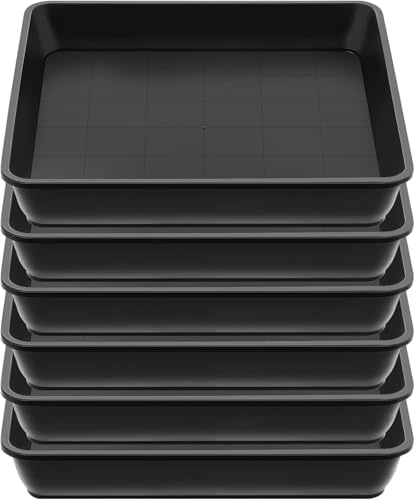 Sibosen 6 Pack Large Square Plant Saucer,45cm 17.7inch Plastic Plant Water Drip Tray,Flower Pot Saucers,Square Planters No Holes Plants Garden Saucer for Plant Pots