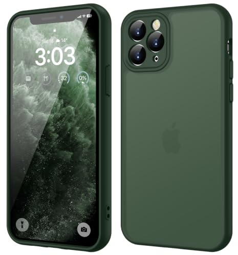 ORDA für iPhone 11 Pro Hülle, Vollständiger Kameraschutz Stoßfest, Grün | Matt Handyhülle, Kratzfest Transluzente Rückseite Schutzhülle, Anti-Fingerabdruck Case