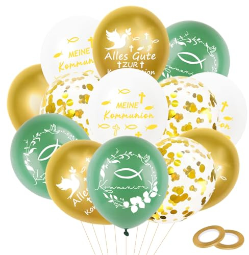 25 Stück Kommunion Luftballons, Meine Kommunion Taufe Deko, Alles Gute zur