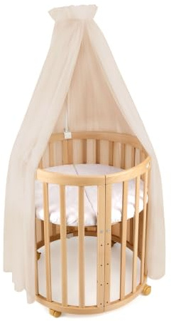 waldin Baldacchino Zanzariera in Tulle con Asta senza Letto | per Lettino e Culla, Tessuto Morbido, Altezza circa 155 cm, OEKO TEX Standard 100, Colore Beige