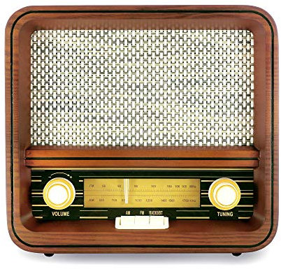 Fuse RAD - Radio Retro de Madera Vintage | Radio Am/FM con Bluetooth, Cargador inalámbrico y Entrada AUX | Estilo Moderno de Mediados de Siglo | Madera de Fresno Hecha a Mano