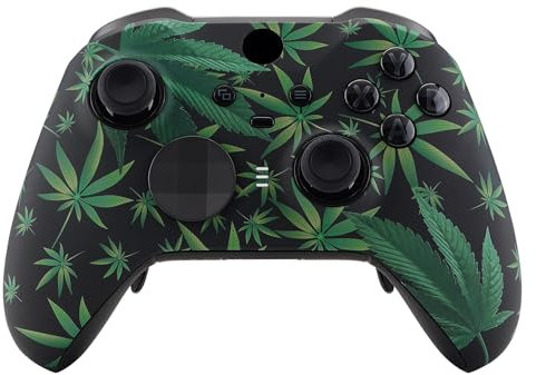 eXtremeRate Carcasa para Xbox One Elite Mando, Accesorios Reemplazables, Funda Protectora Placa Frontal con Anillos de Joystick para Xbox One Elite Series 2 Modelo 1797 - Hierba Verde