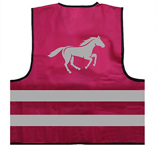 Warnweste - Signalweste - Pferd Reiter - Warnweste mit reflektierendem Aufdruck - Größe S/M, Magenta