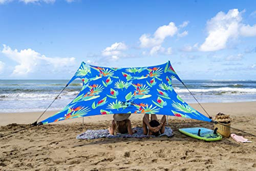 Neso Zelte Strand Zelt mit Sand Anker, Portable Baldachin Sunshade - 2,1m x 2,1m - Patentierte verstärkte Ecken (Color) (Tropische Blumen)