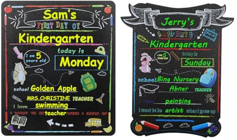 Nuobesty Lot de 2 panneaux d'école en bois 4 mm pour enfants Motif rentrée scolaire