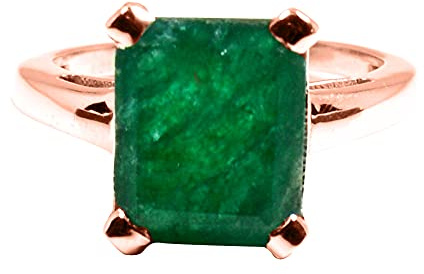 Gemsyogi Natürliche indische Smaragdringe für Männer Frauen Chakra Heilung Birthstone Schmuck in 925er Silber, Rosengold und 18 Karat vergoldet Größe J-X