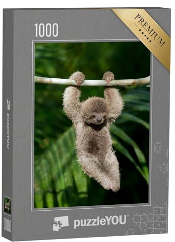 puzzleYOU: Puzzle 1000 Teile „Niedliches Faultierbaby schaukelt an einem AST“ – aus der Puzzle-Kollektion Faultiere, Exotische Tiere & Trend-Tiere