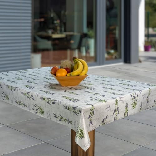 laro Wachstuch-Tischdecke Abwaschbar Garten-Tischdecke Wachstischdecke PVC Plastik-Tischdecken Eckig Meterware Wasserabweisend Abwischbar AS, Muster:Lavendel Blumen Lila, Größe:118x130