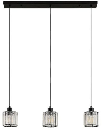 Lindby Pendelleuchte Vella (Modern) in Schwarz aus Metall (3 flammig, E27) - Glas Hängelampe Esstischlampe Hängeleuchte Wohnzimmerleuchte