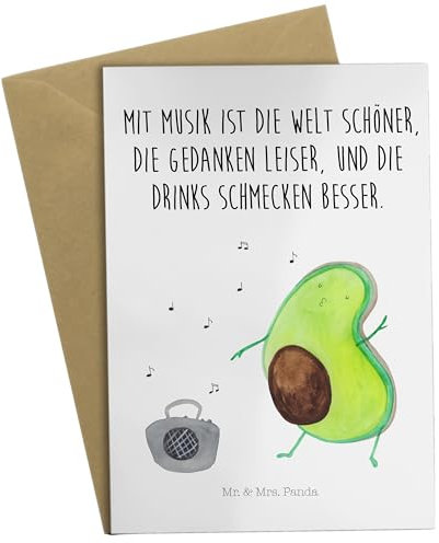 Mr. & Mrs. Panda Grußkarte Avocado Tanzen - Geschenk, Einladungskarte, Klappkarte, Veggie, Glückwunschkarte, Vegan, Geburtstagskarte, Hochzeitskarte,