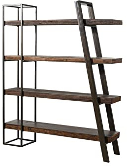 MASSIVMOEBEL24.DE | City offenes Regal aus Massivholz #10 | Akazienholz/Altholz - Braun, lackiert | mit 4 Fächern | 150 x 35 x 180 cm | Bücherregal Standregal